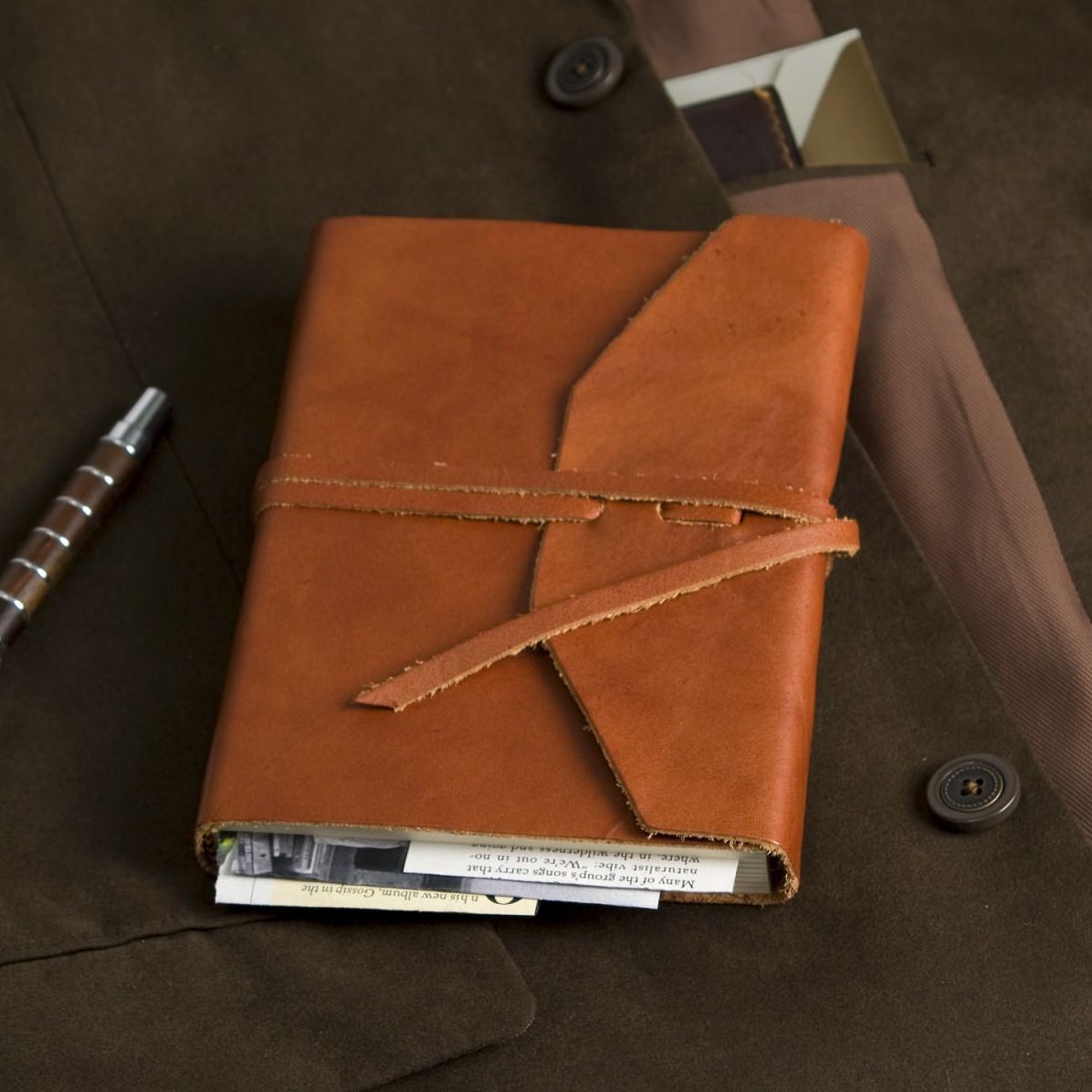 Brown Leather Medieval Wrap Journal w/Tie