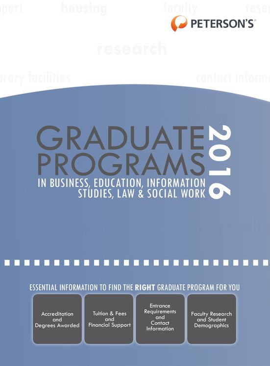 Graduate Programs in Business, Education, Information Studies, Law & Social Work 2016