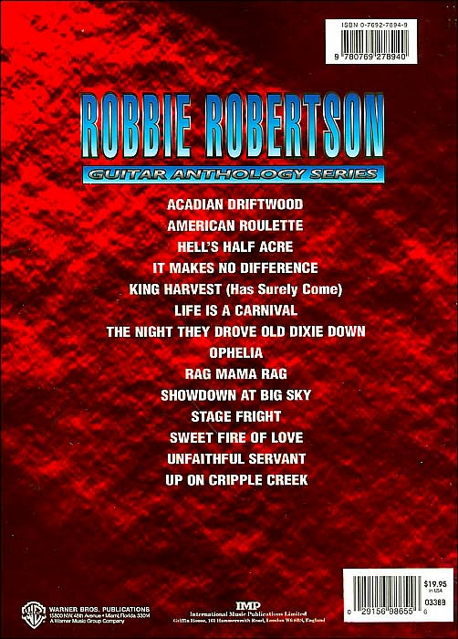 Robbie Robertson -- Guitar Anthology: Authentic Guitar TAB