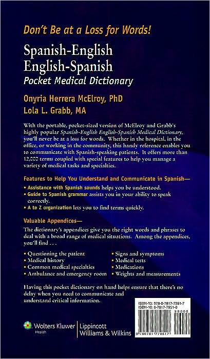Spanish-English English-Spanish Pocket Medical Dictionary: Diccionario Medico de Bolsillo Espanol-Ingles Ingles-Espanol