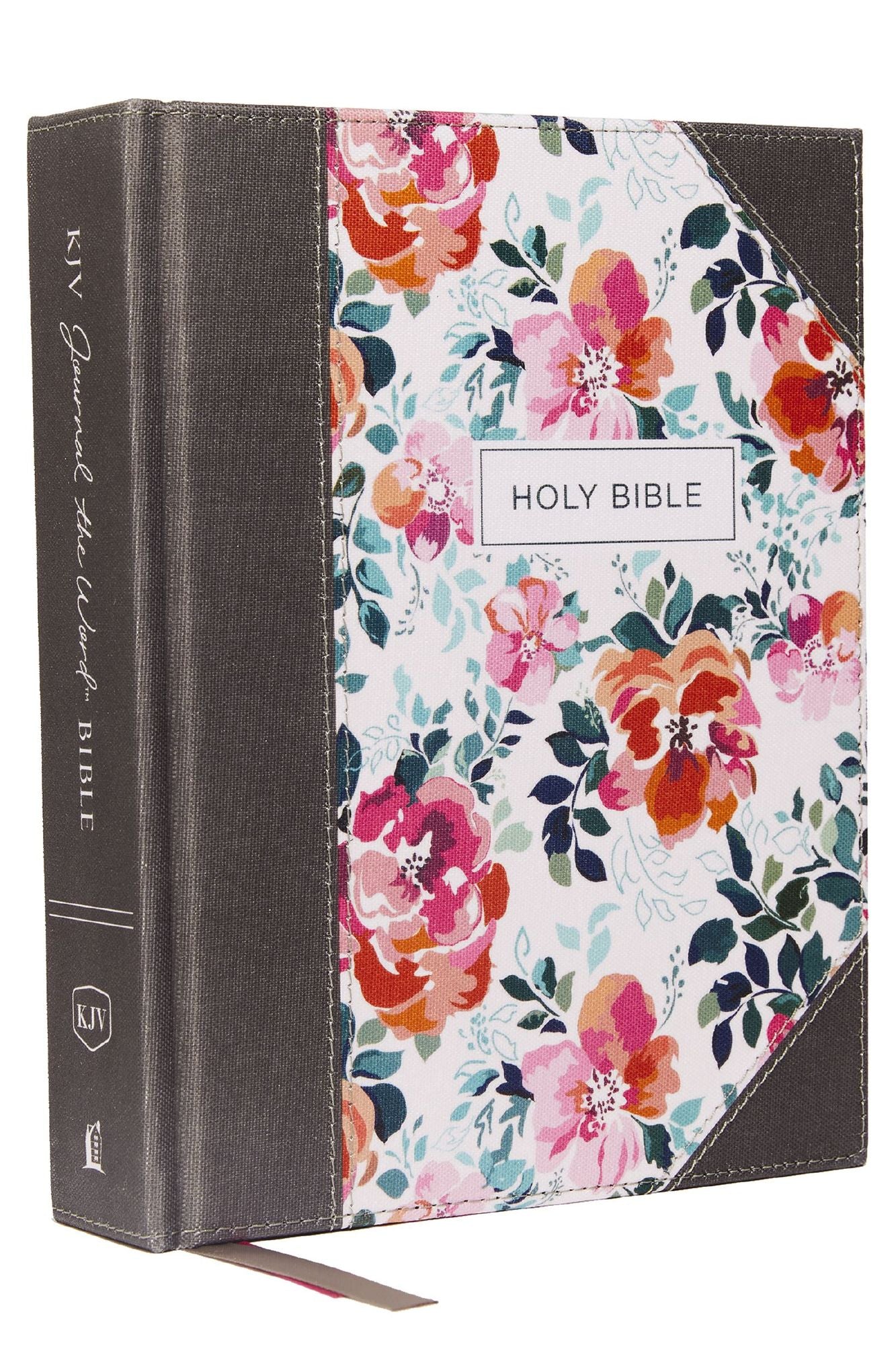 KJV, Journal the Word Bible, Cloth Over Board, Pink Floral, Red Letter Edition, Comfort Print: Reflect, Journal, or Create Art Next to Your Favorite Verses