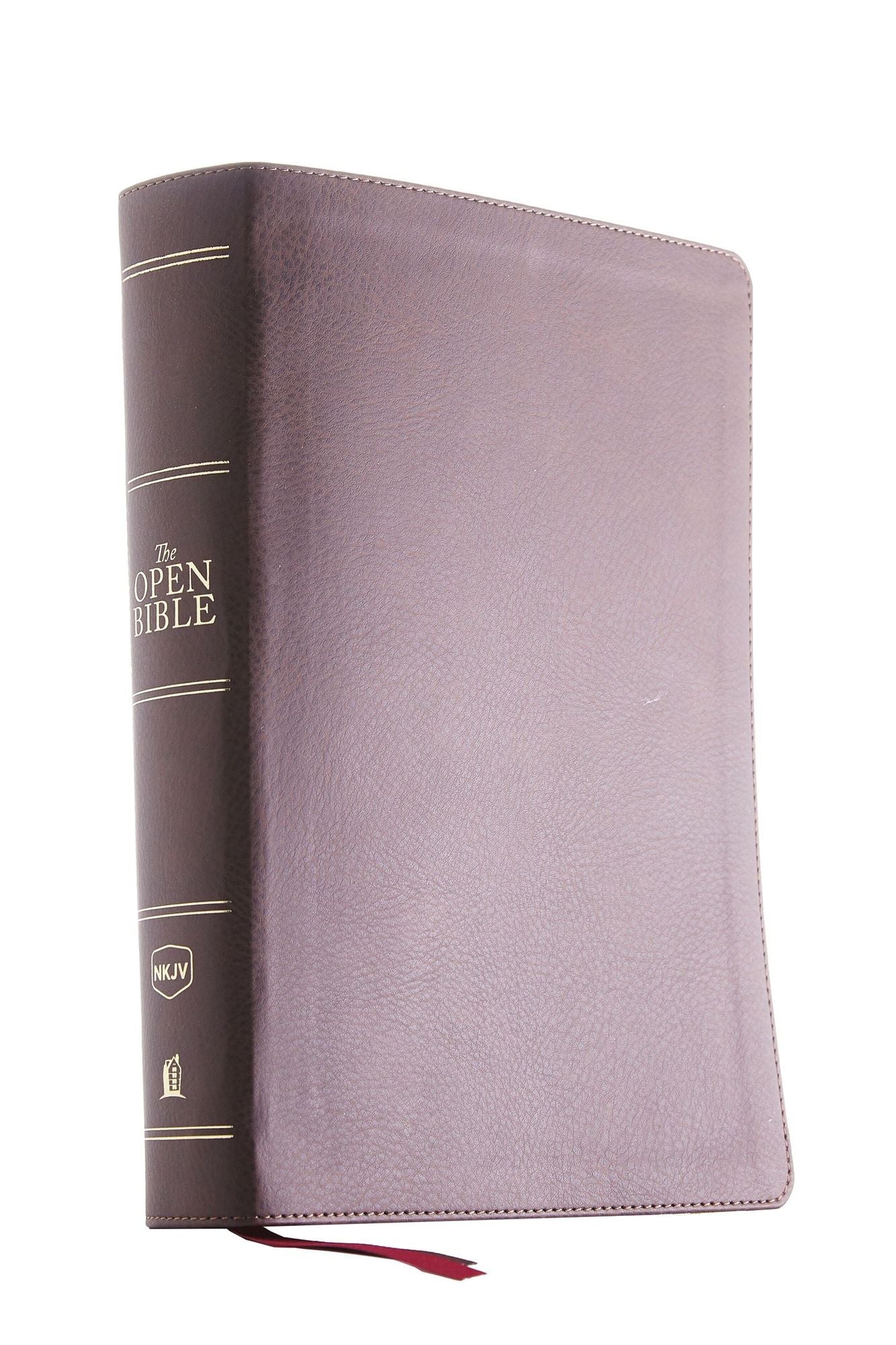 The NKJV, Open Bible, Imitation Leather, Brown, Red Letter Edition, Comfort Print: Complete Reference System