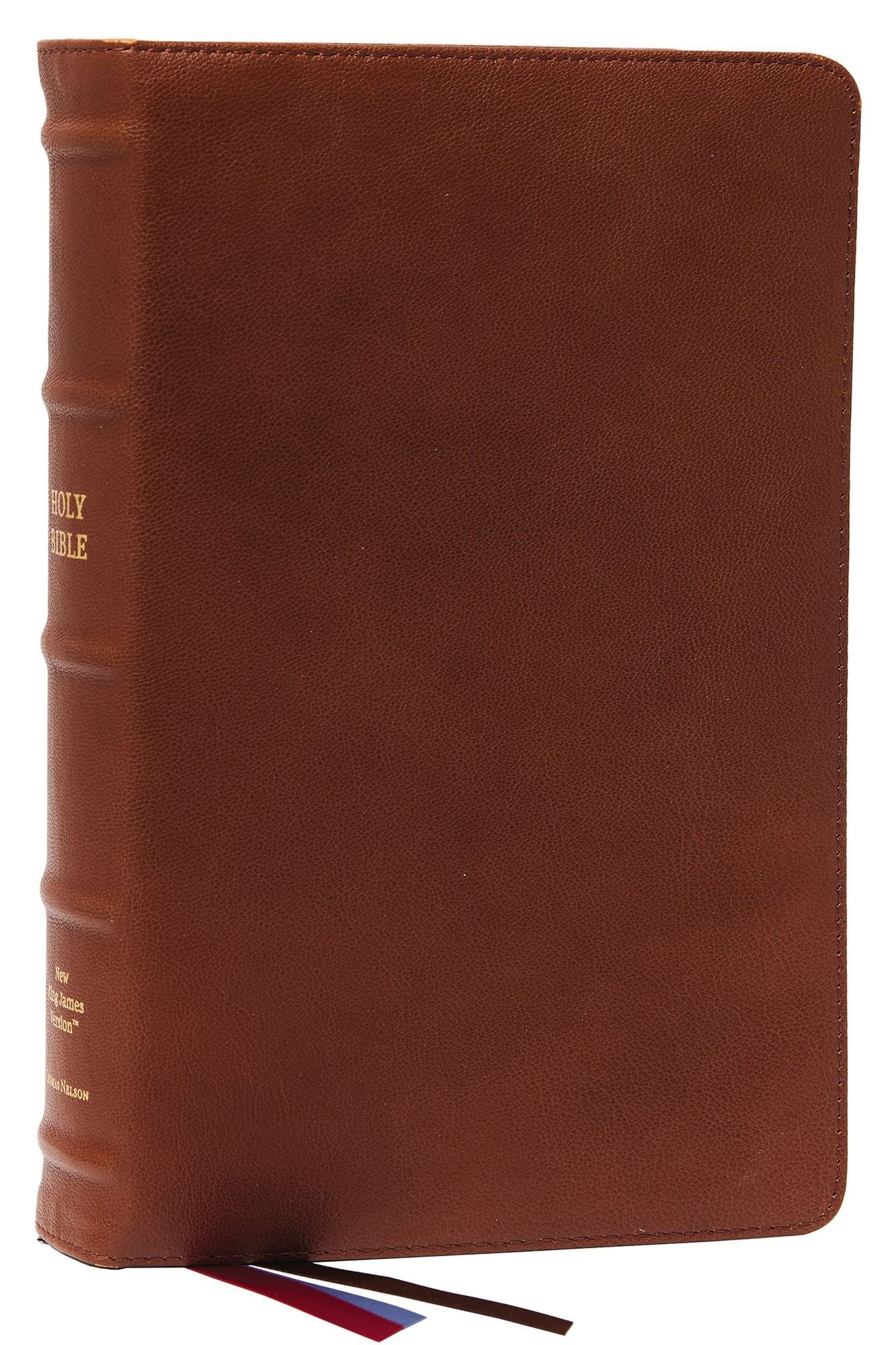 Nkjv, End-Of-Verse Reference Bible, Personal Size Large Print, Premium Goatskin Leather, Brown, Premier Collection, Red Letter, Comfort Print: Holy Bible, New King James Version
