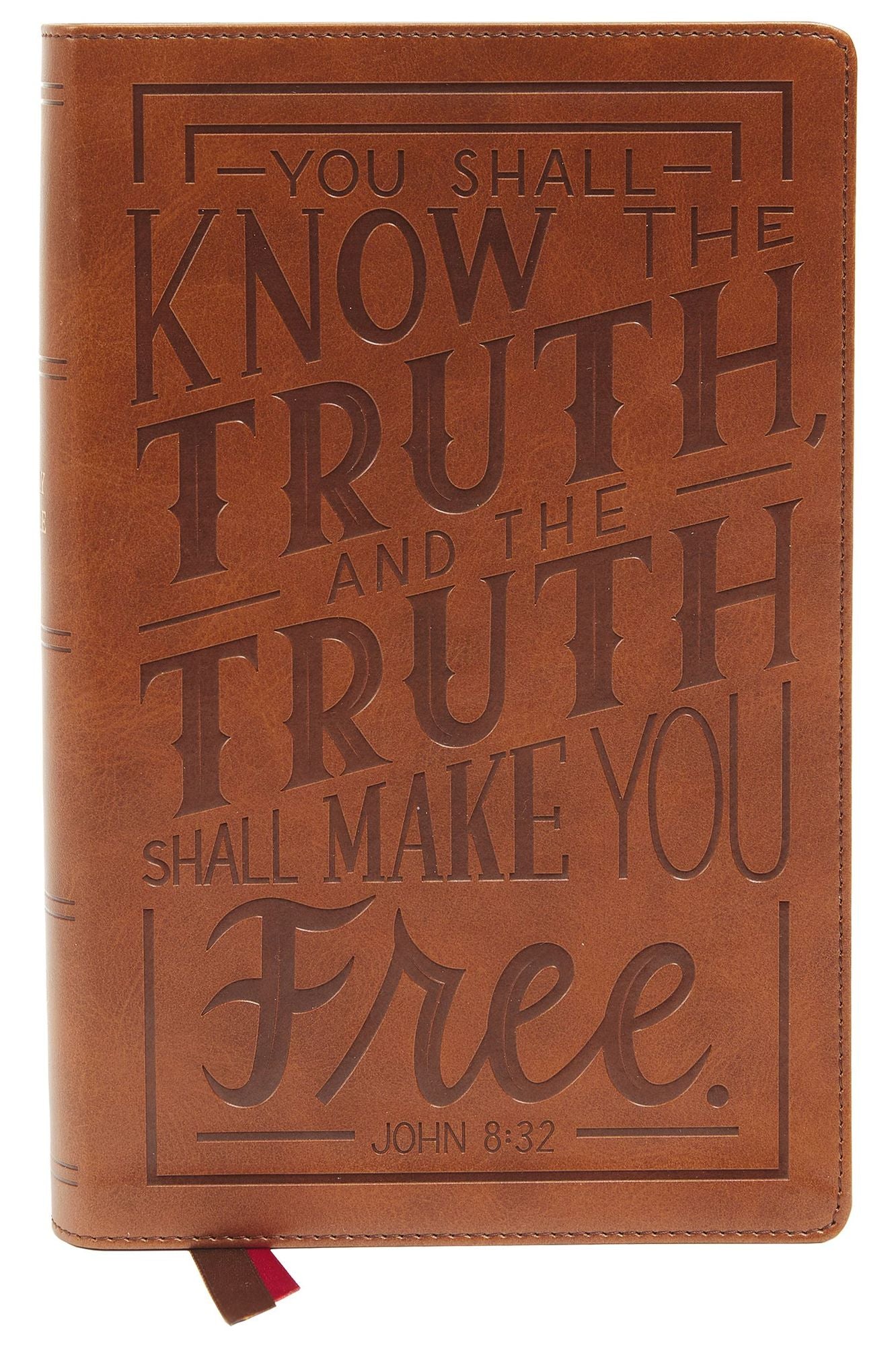 Nkjv, Personal Size Large Print End-Of-Verse Reference Bible, Verse Art Cover Collection, Leathersoft, Brown, Red Letter, Thumb Indexed, Comfort Print: Holy Bible, New King James Version