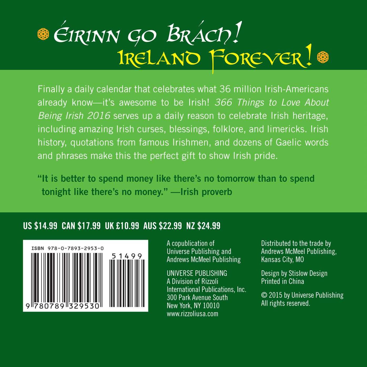 366 Things to Love About Being Irish 2016 Day-to-Day Calendar