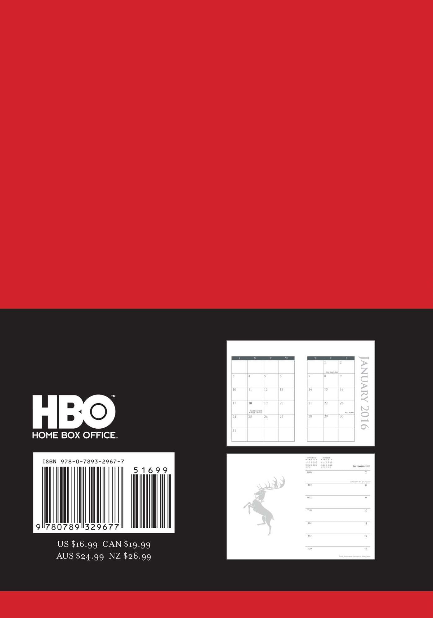 2016 Game of Thrones Executive Engagement Calendar