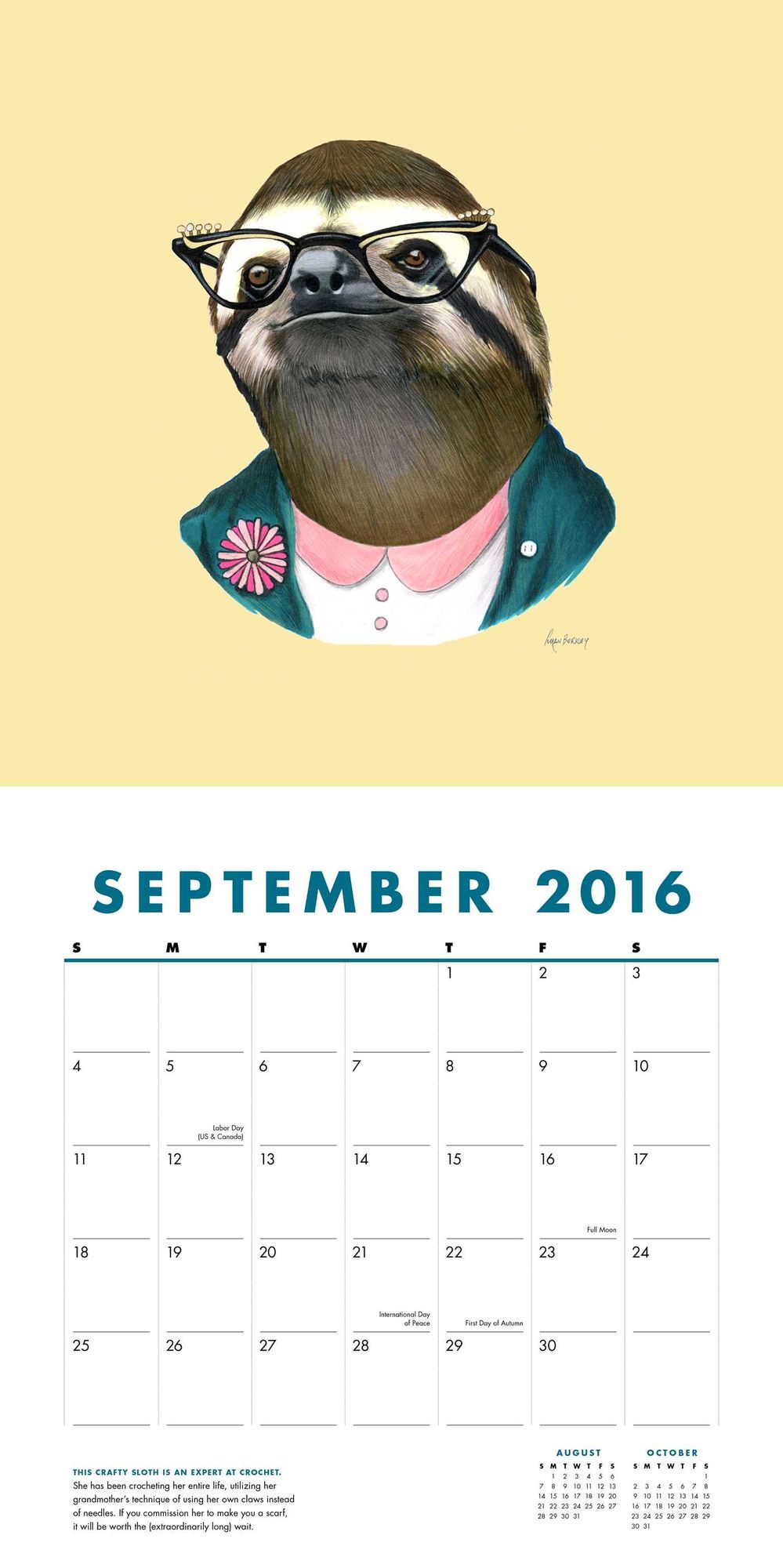 2016 Animal Portraits Wall Calendar