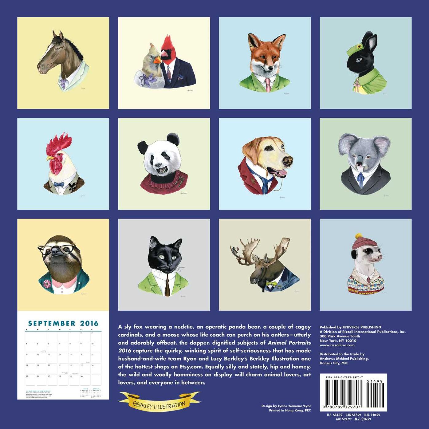 2016 Animal Portraits Wall Calendar