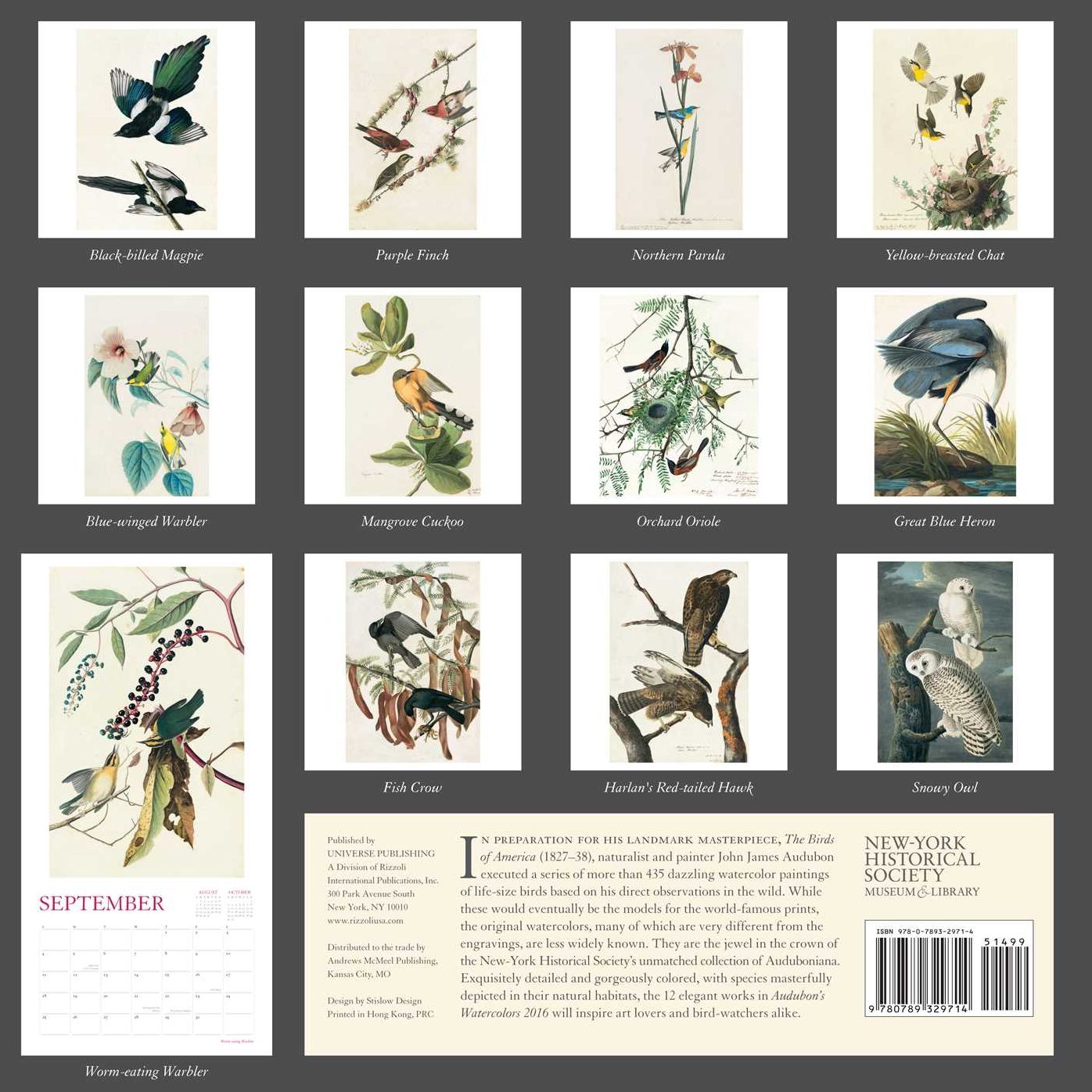 Audubon's Watercolors 2016 Wall Calendar: The Original Birds of America
