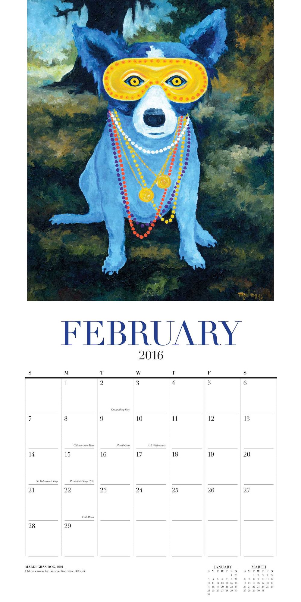 2016 Blue Dog Wall Calendar