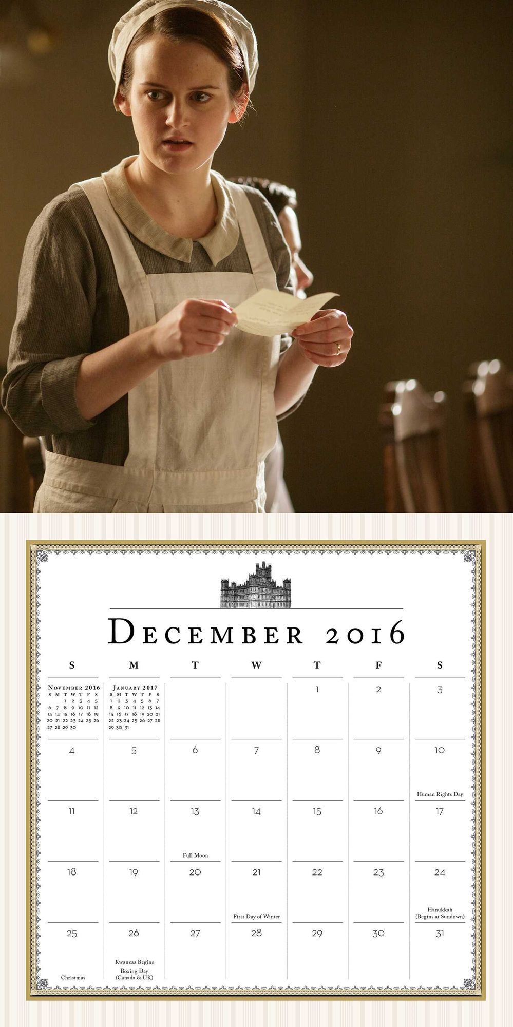2016 Downton Abbey Mini Wall Calendar