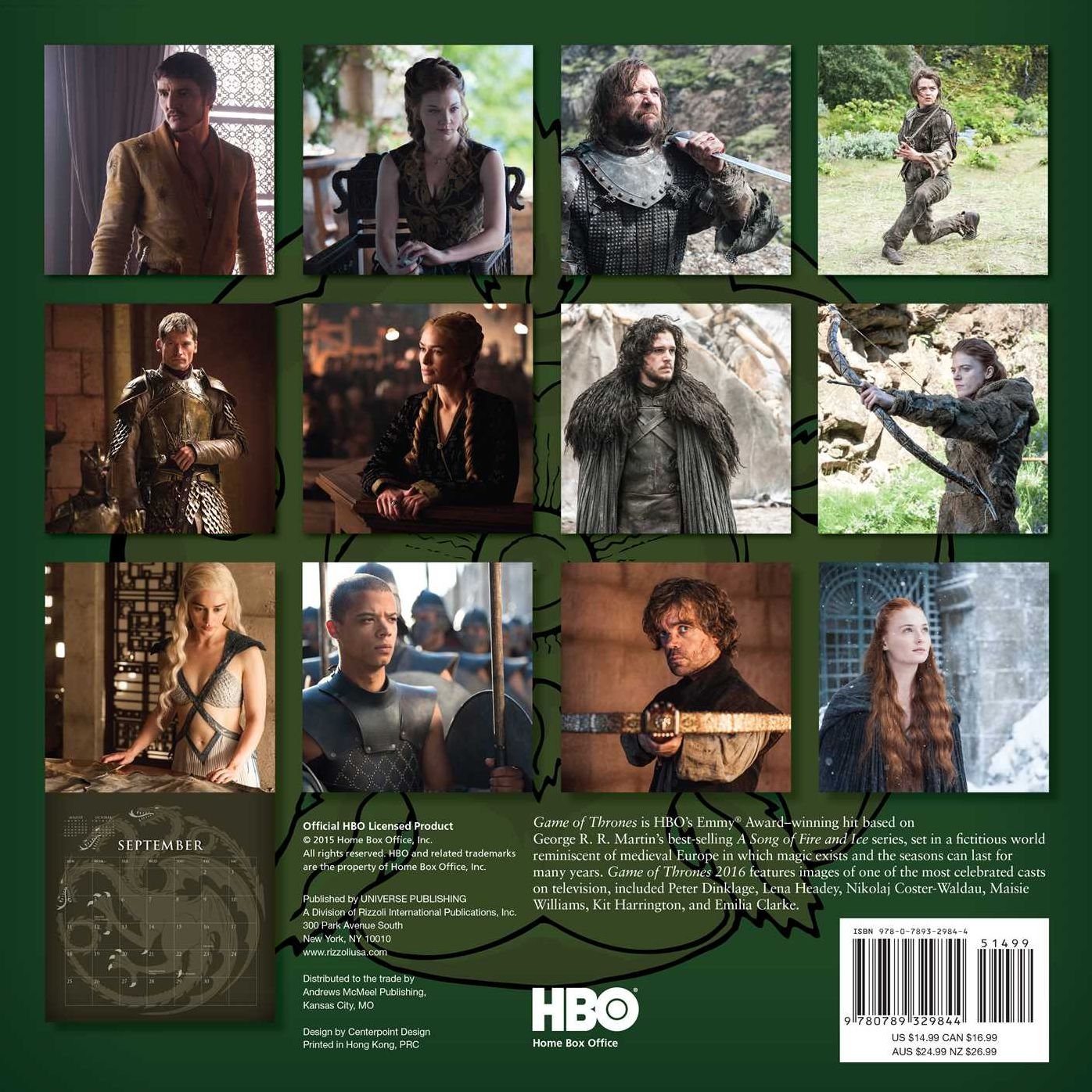 2016 Game of Thrones Wall Calendar