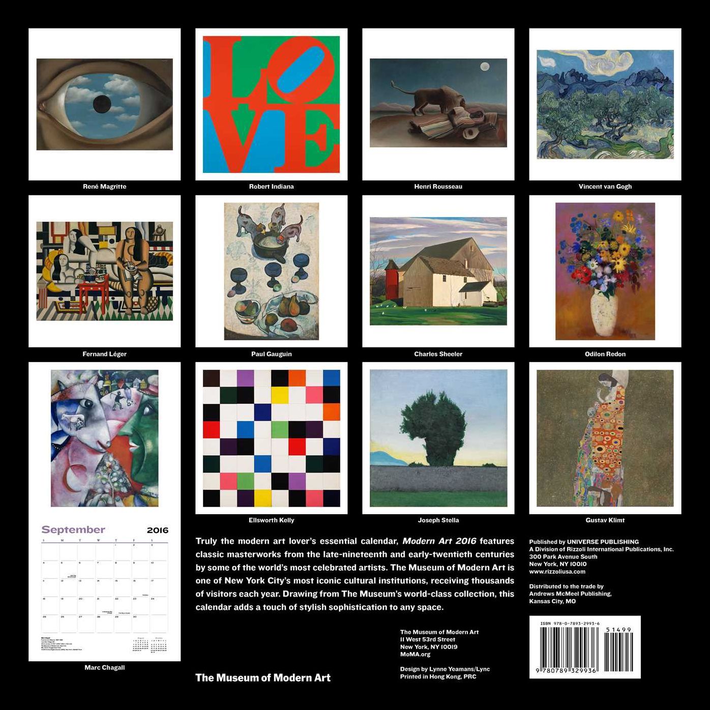 2016 Modern Art Wall Calendar