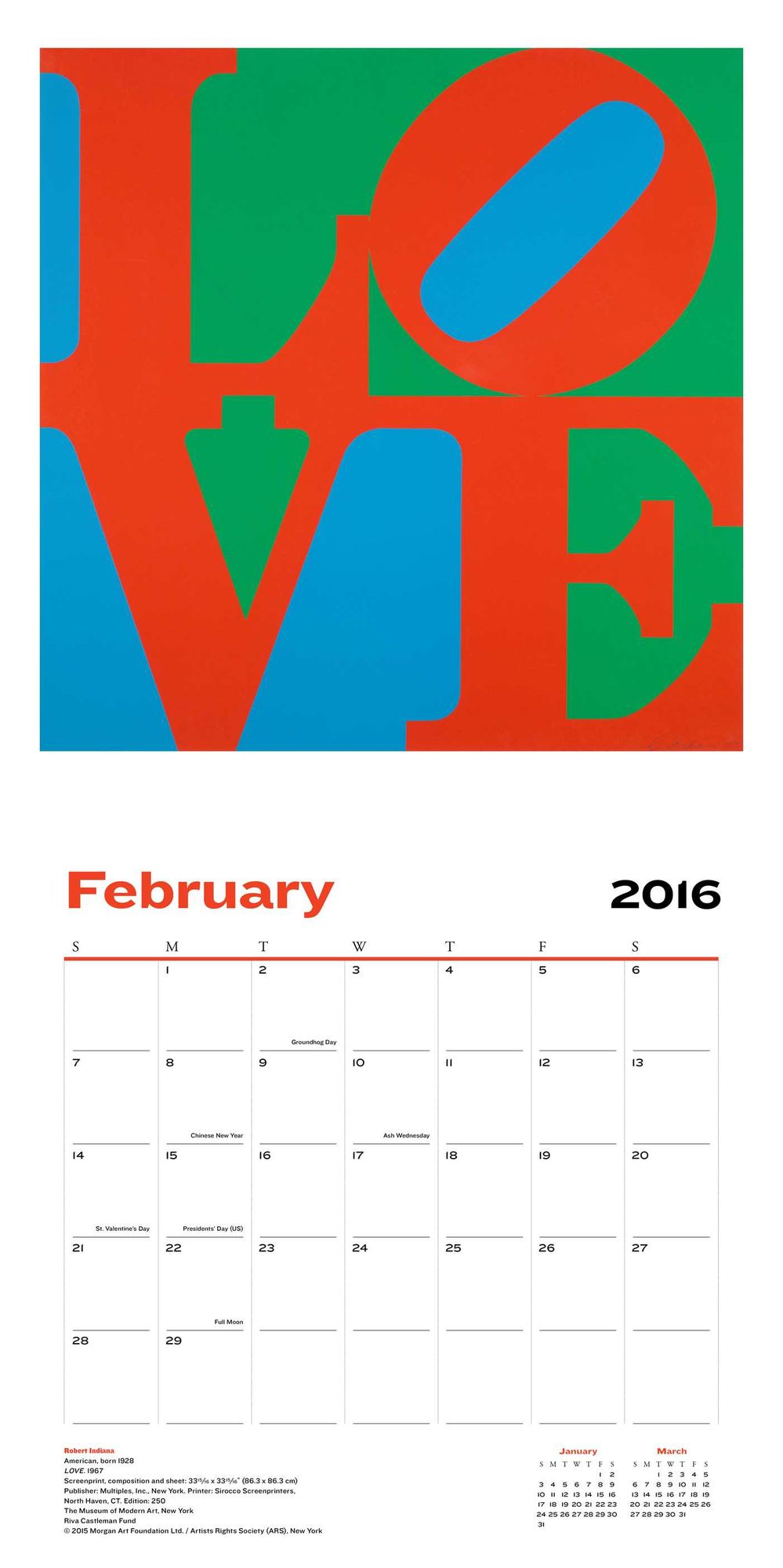 2016 Modern Art Wall Calendar