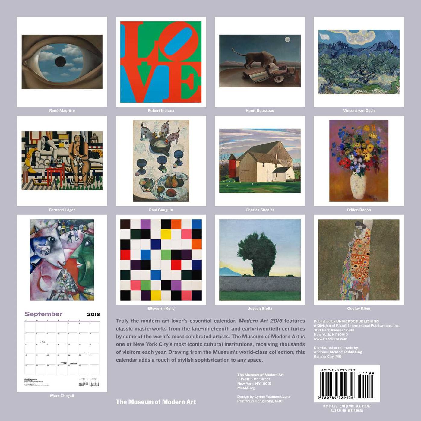 2016 Modern Art Wall Calendar