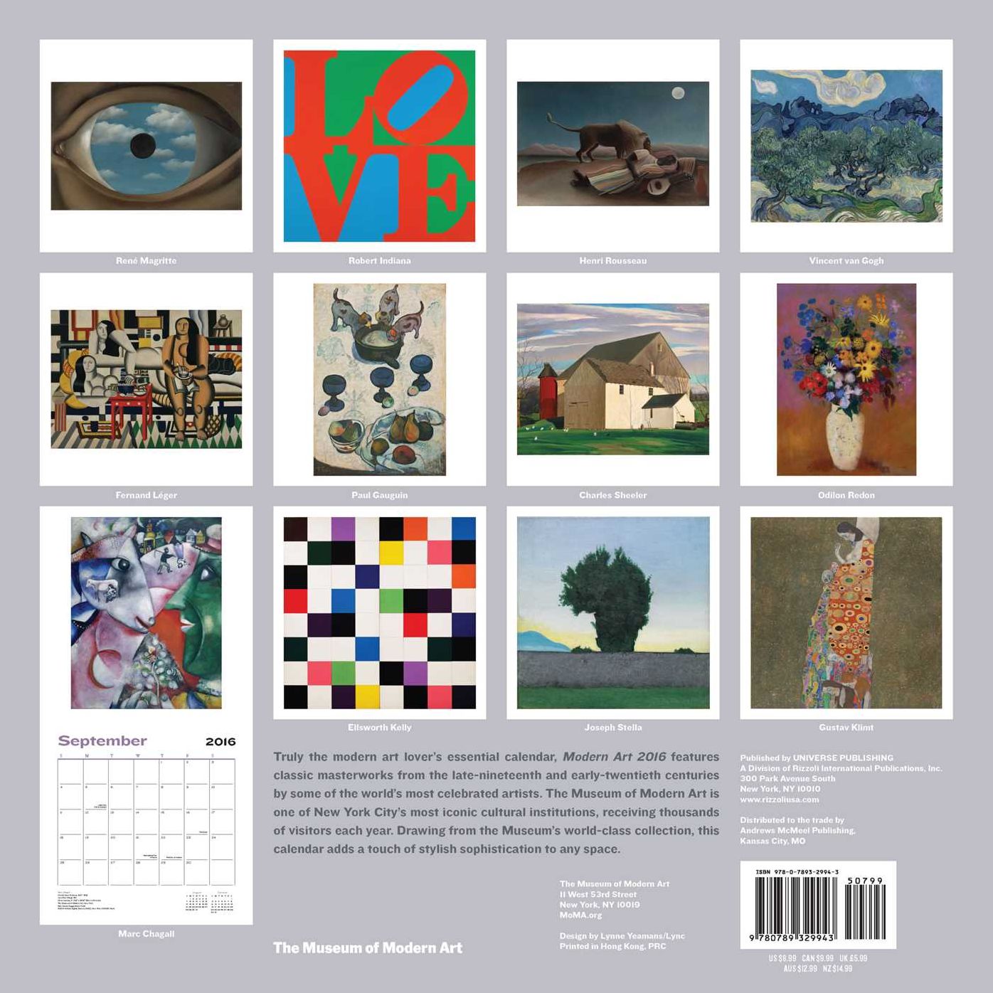 Modern Art 2016 Mini Wall Calendar