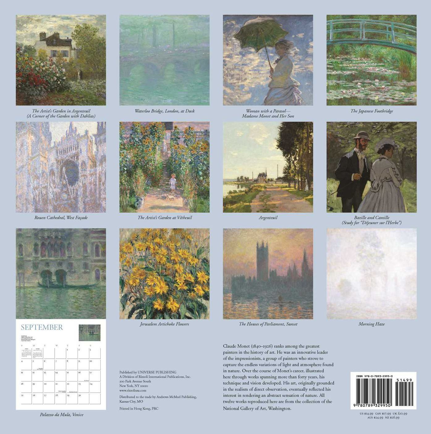 2016 Monet Wall Calendar