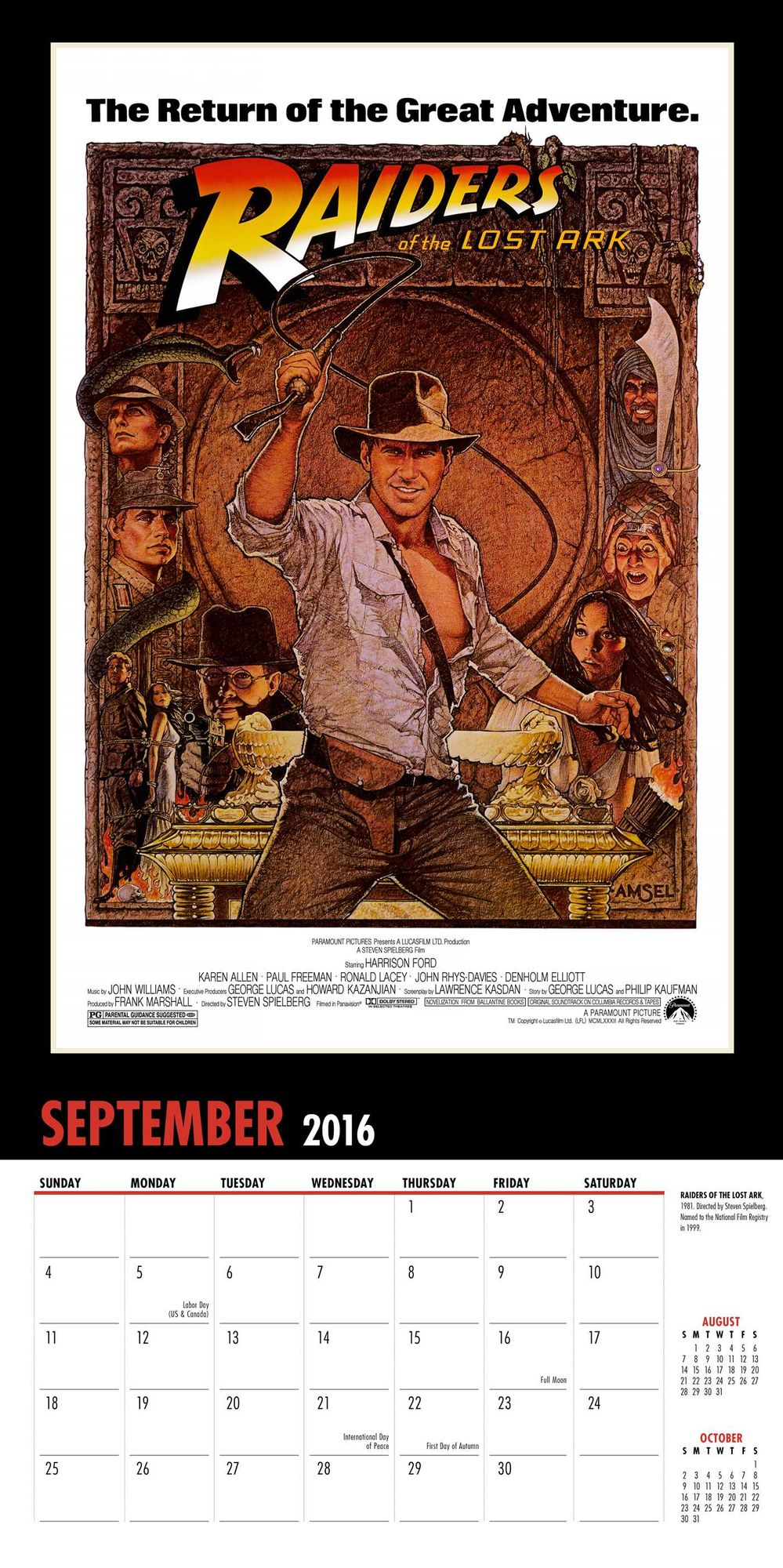 2016 Movie Posters Wall Calendar