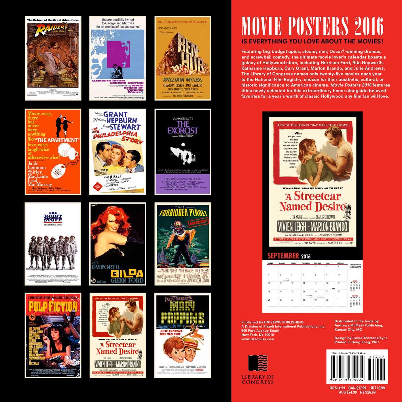 2016 Movie Posters Wall Calendar