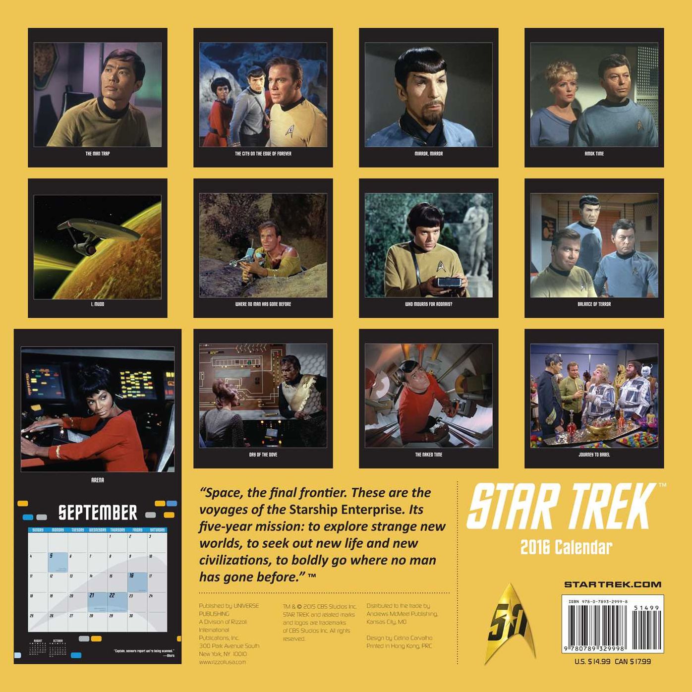 2016 Star Trek Wall Calendar: The Original Series