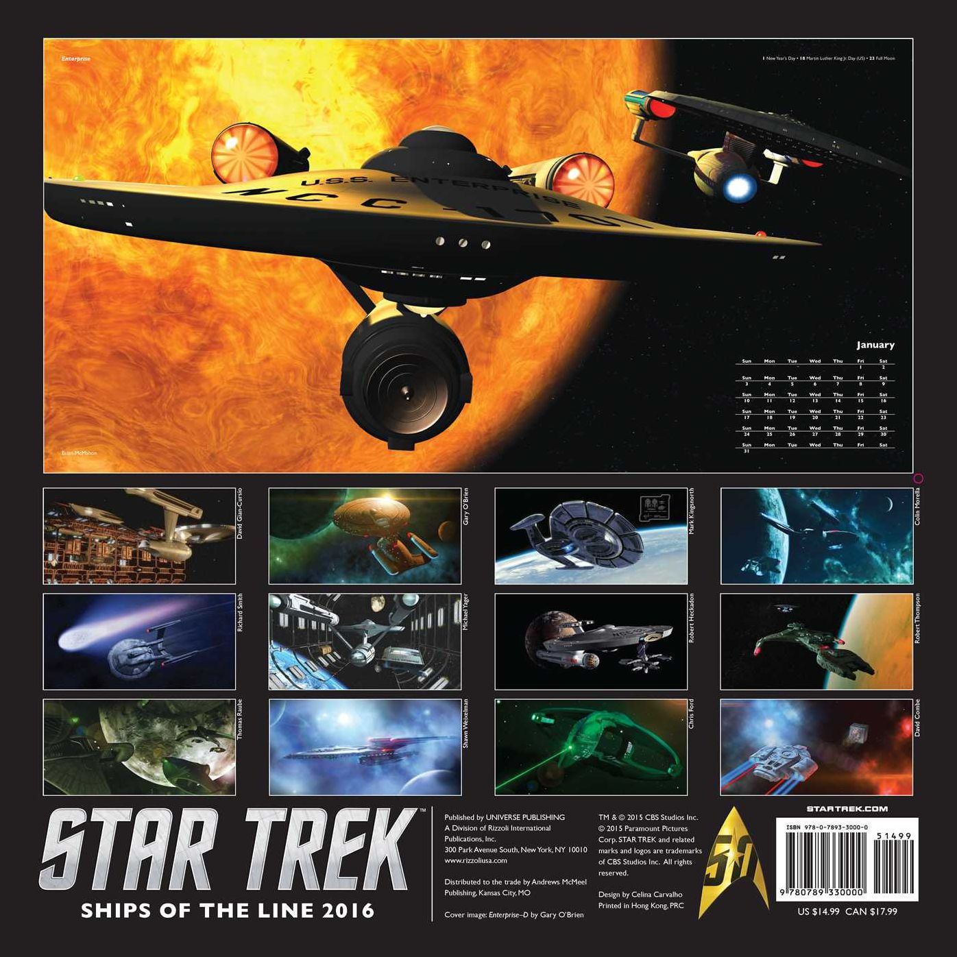 2016 Star Trek Wall Calendar: Ships of the Line