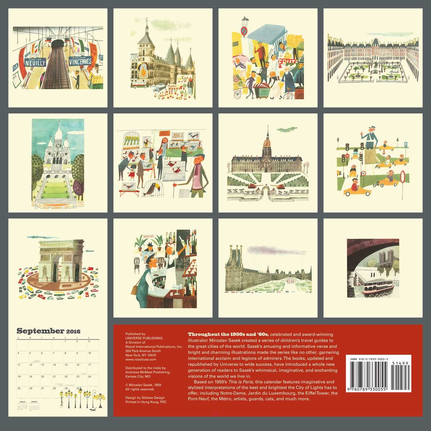 2016 This is Paris Wall Calendar