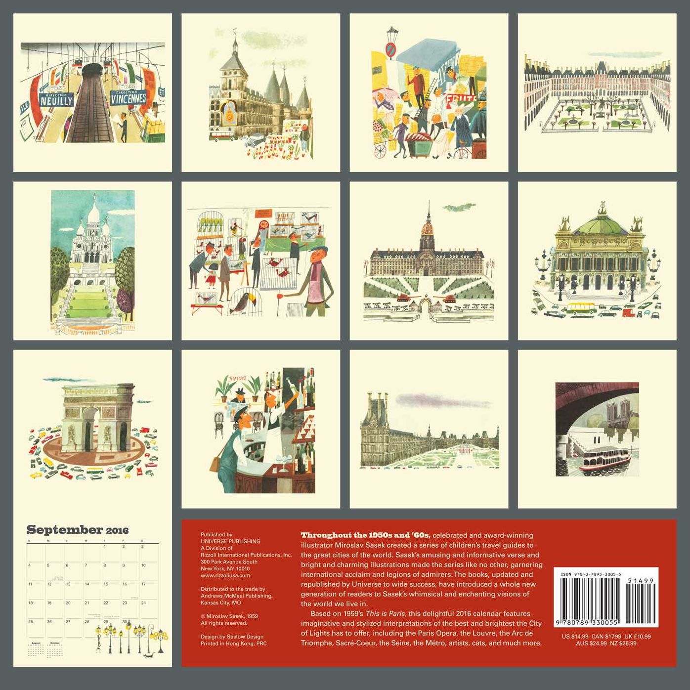 2016 This is Paris Wall Calendar