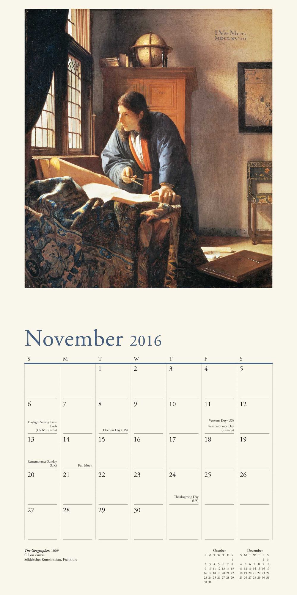 2016 Vermeer Wall Calendar