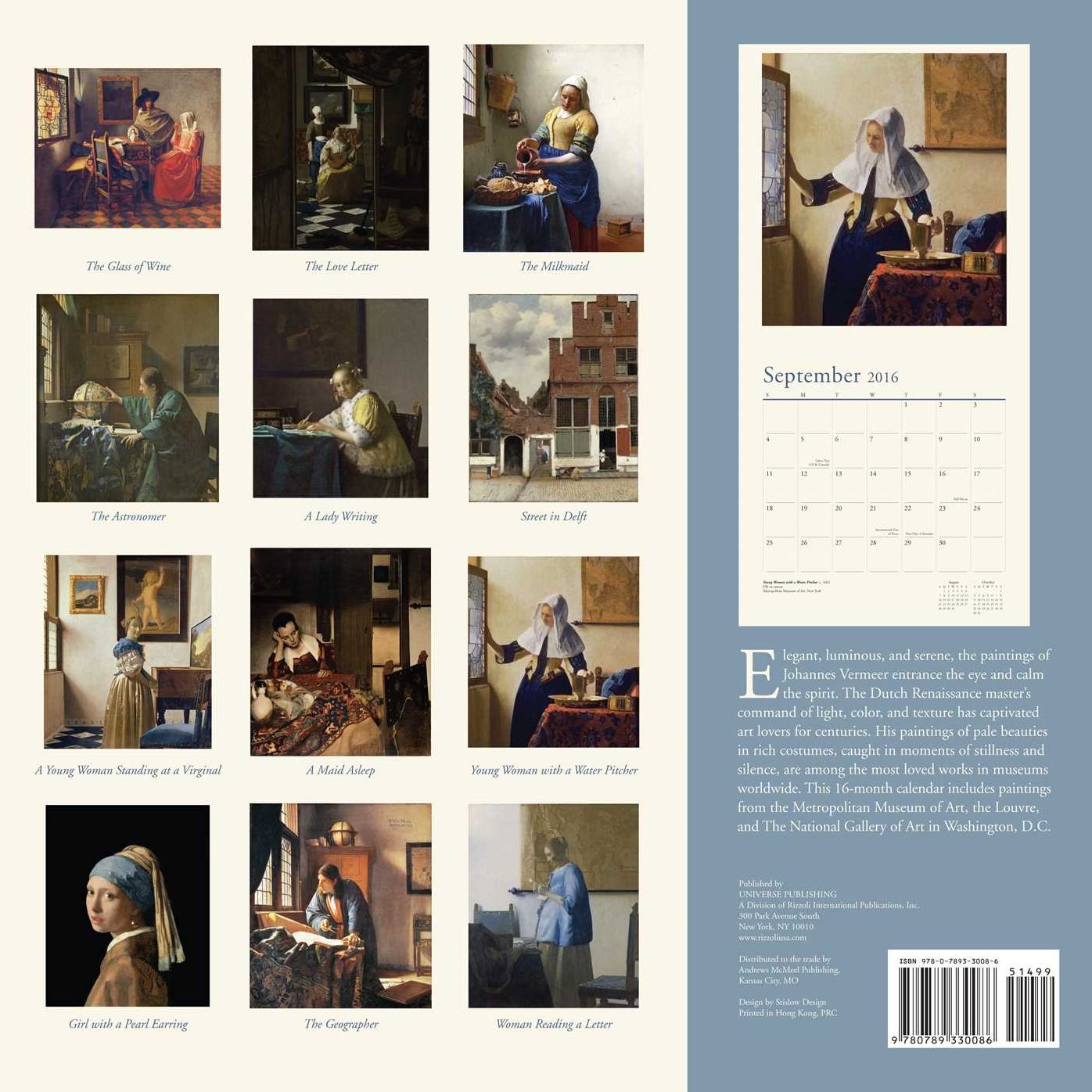 2016 Vermeer Wall Calendar