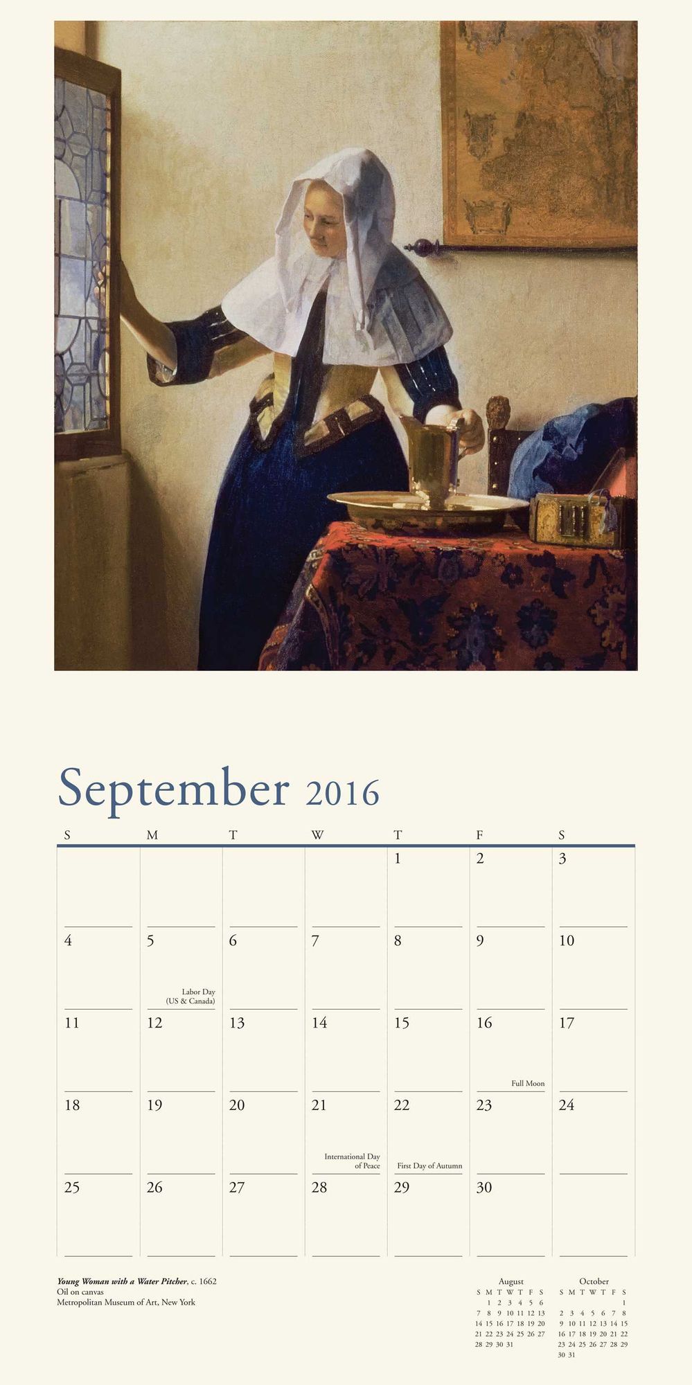 2016 Vermeer Wall Calendar