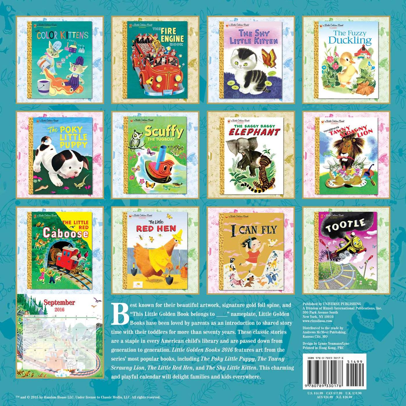 2016 Little Golden Books Wall Calendar