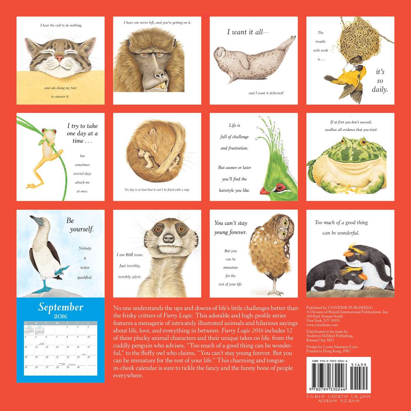 2016 Furry Logic Wall Calendar