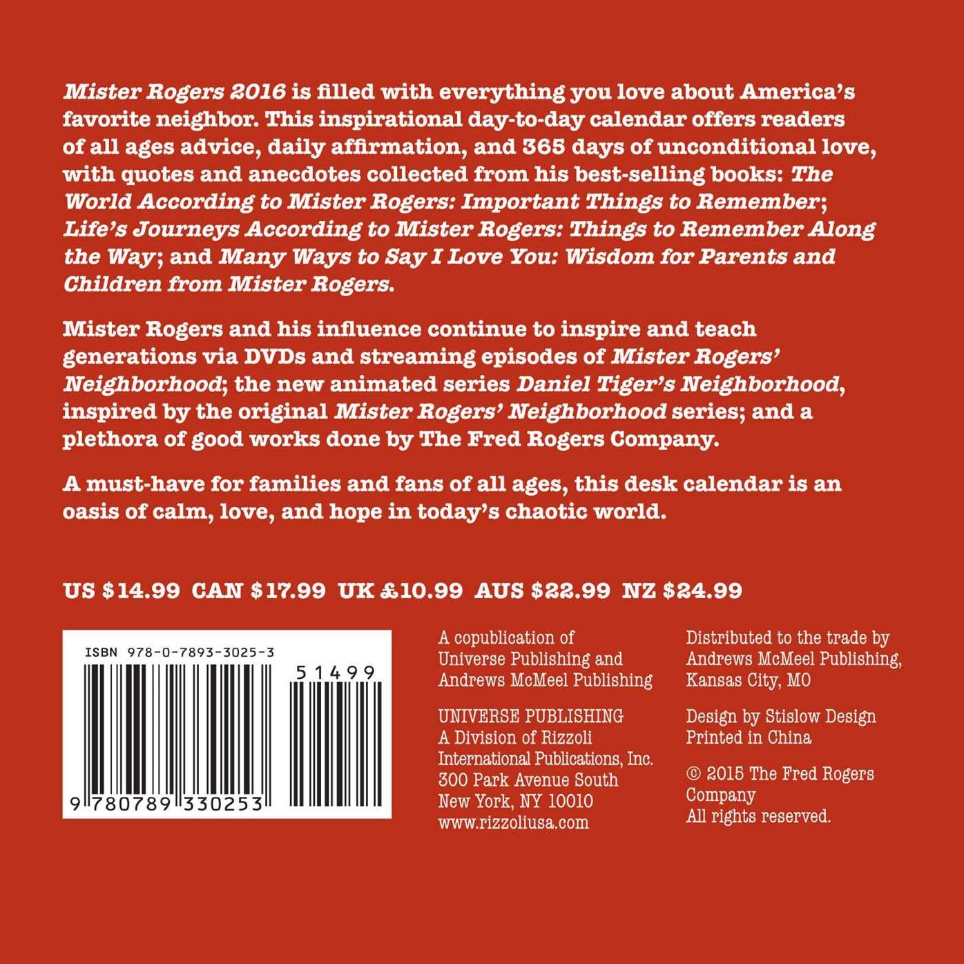 2016 Mister Rogers Day-to-Day Box Calendar