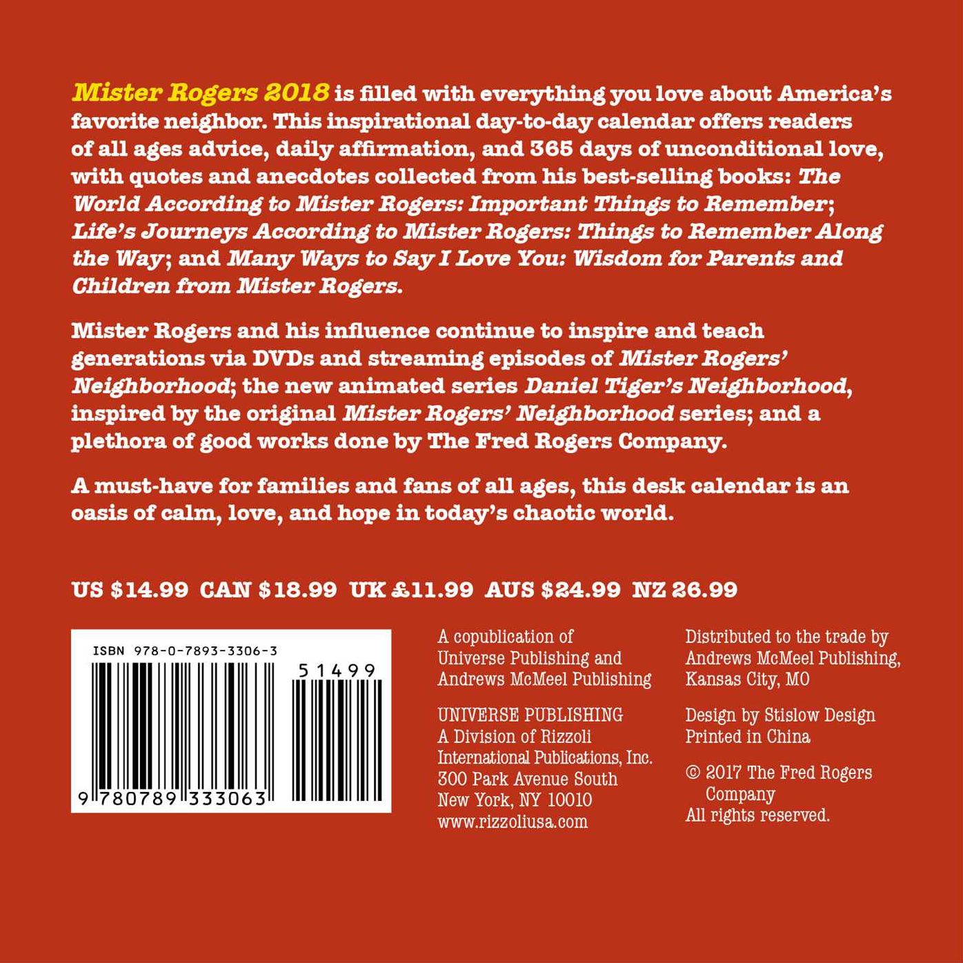 2018 Mister Rogers Day-to-Day Calendar