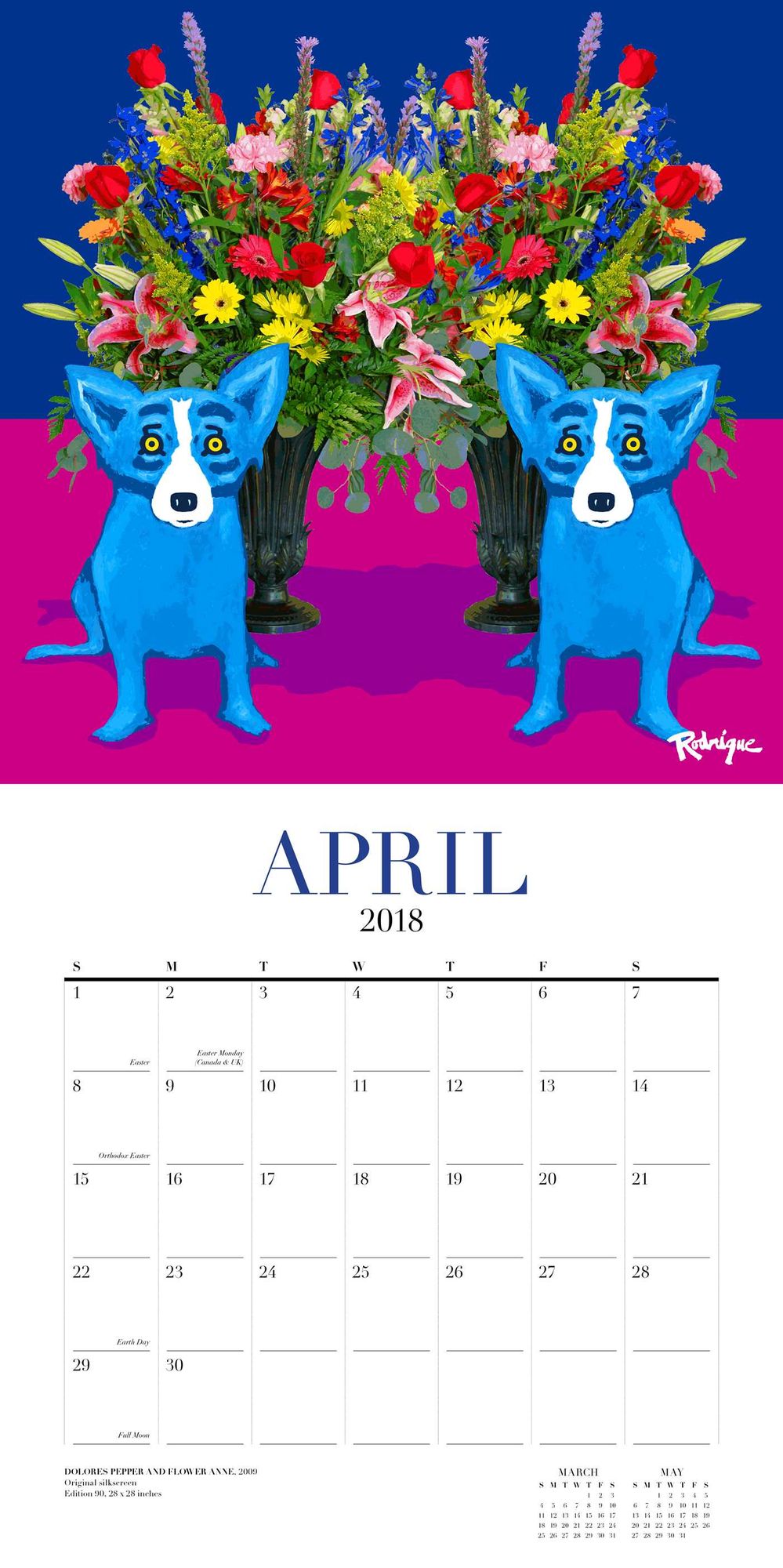 2018 Blue Dog Wall Calendar