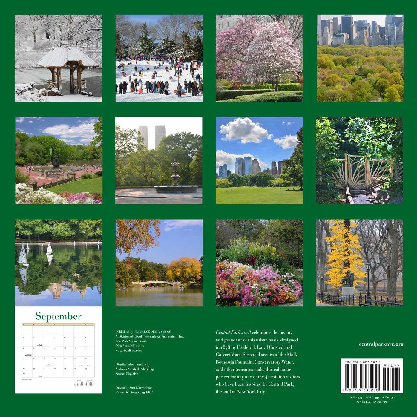 2018 Central Park Wall Calendar