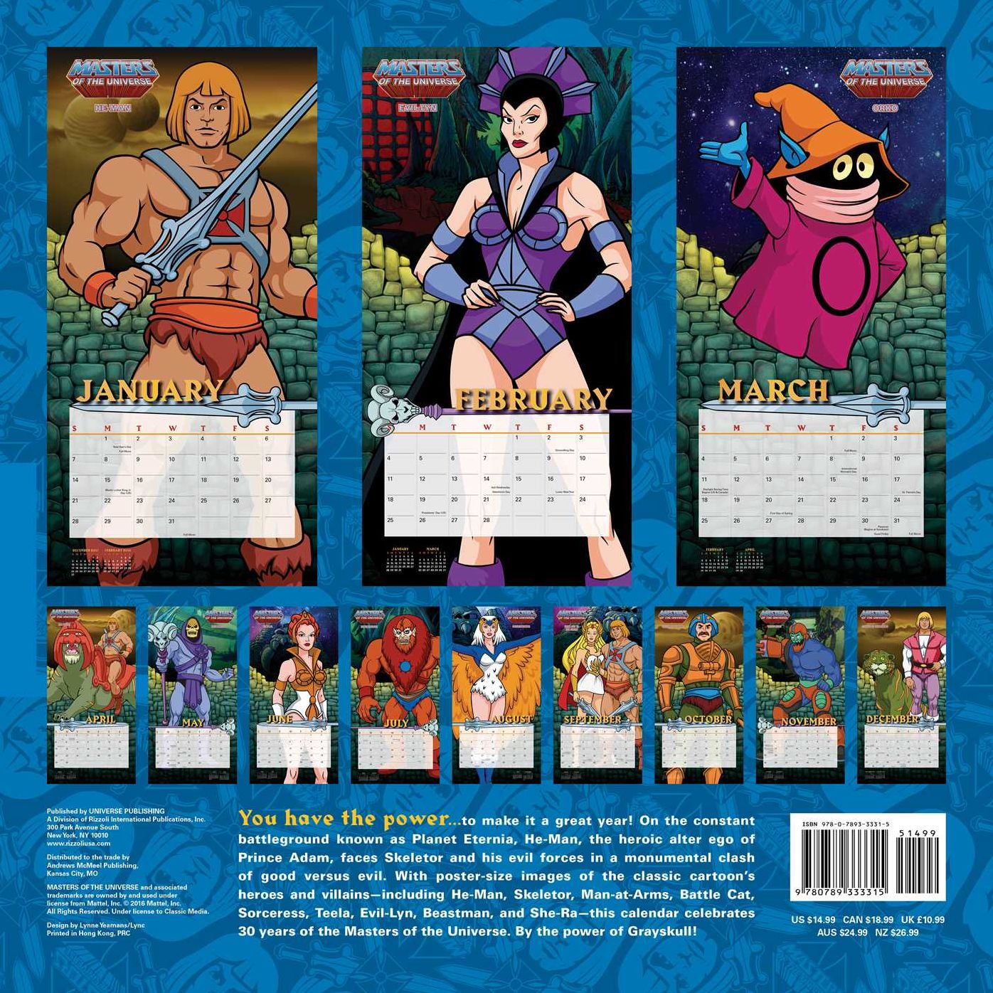2018 He-Man and the Masters of the Universe Wall Calendar