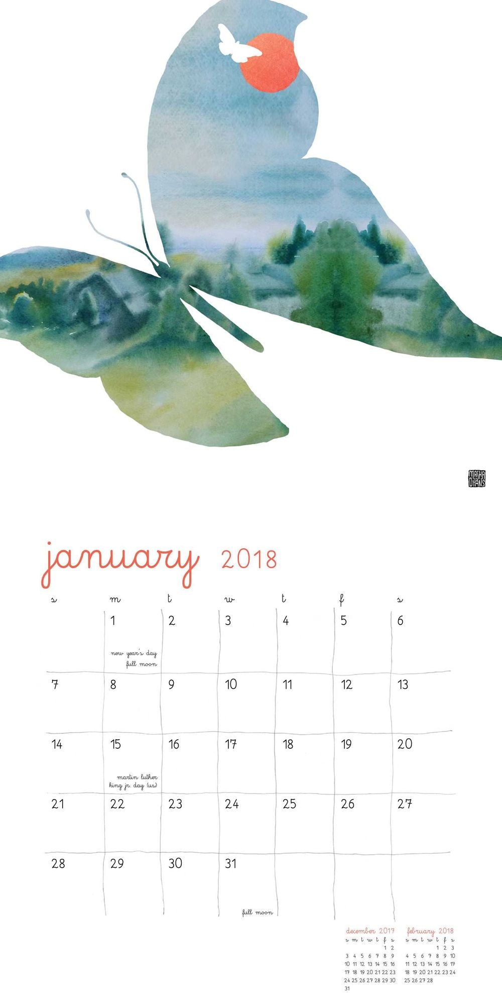 2018 Masha D'yans Wall Calendar