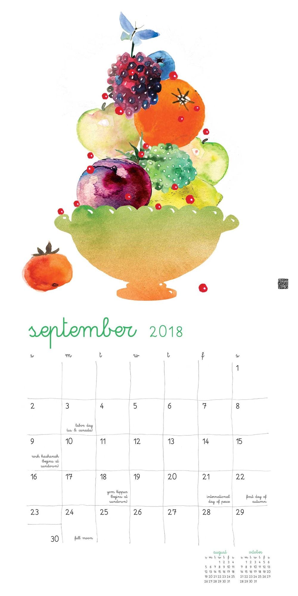 2018 Masha D'yans Wall Calendar