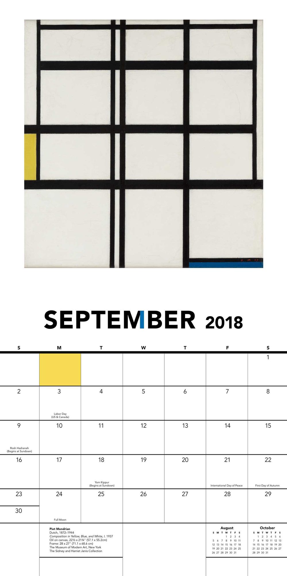2018 Mondrian Wall Calendar