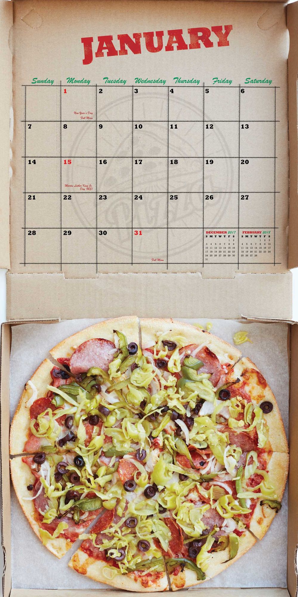 2018 Pizza! Wall Calendar