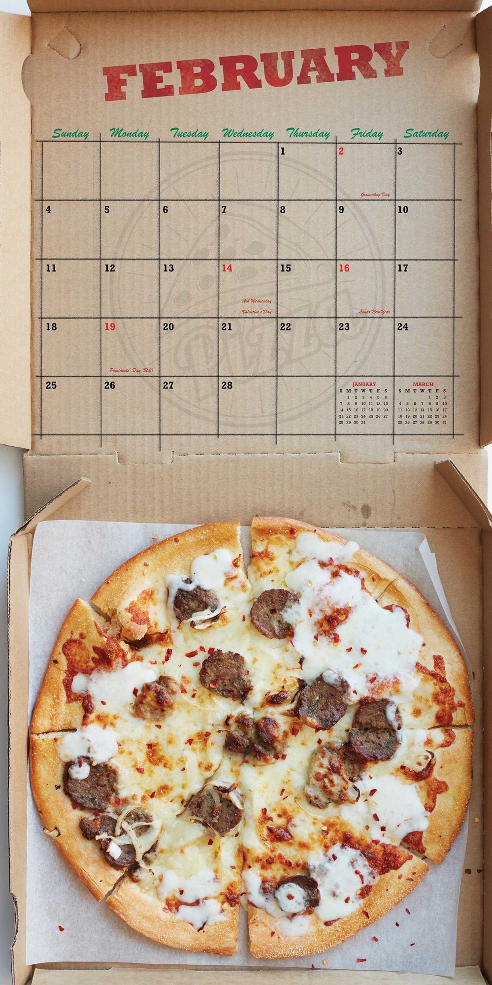 2018 Pizza! Wall Calendar