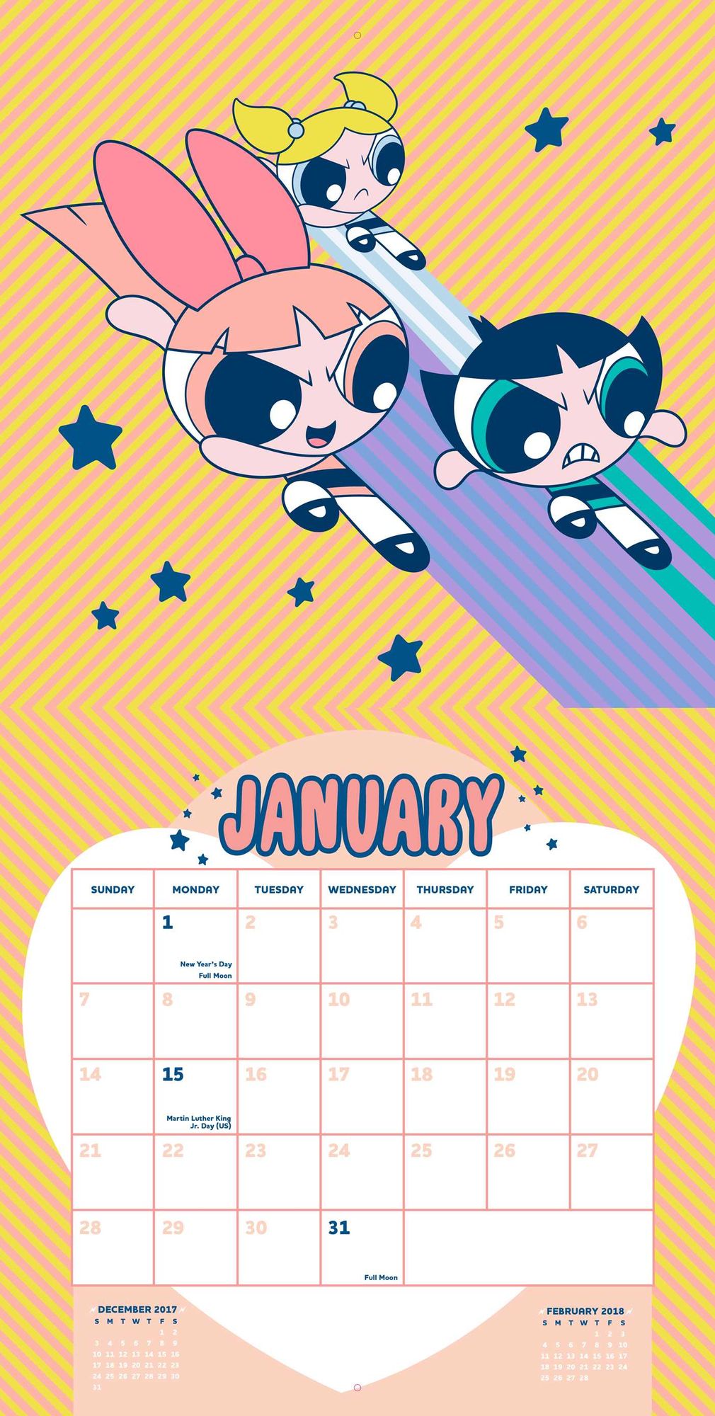 2018 Powerpuff Girls Wall Calendar, The