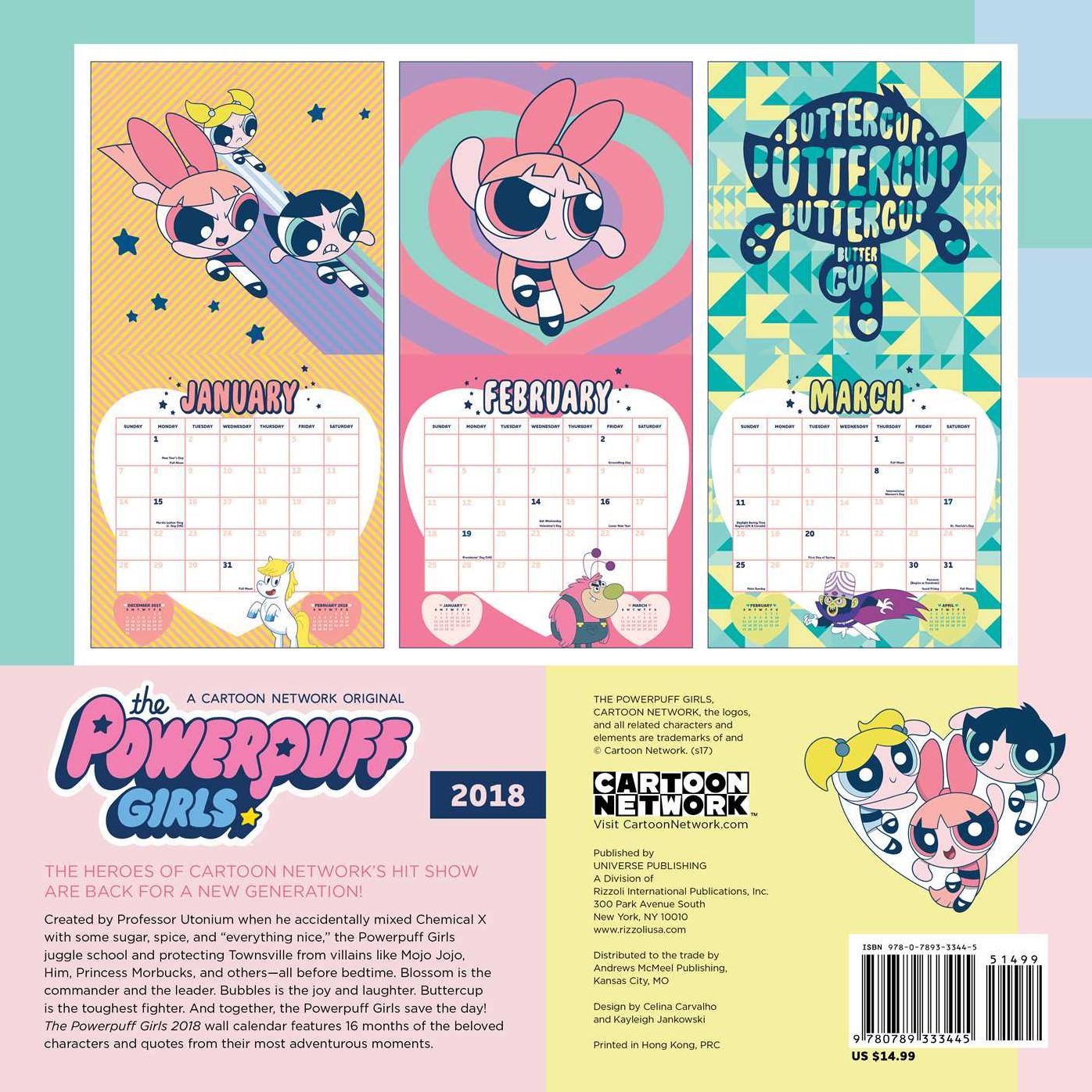 2018 Powerpuff Girls Wall Calendar, The