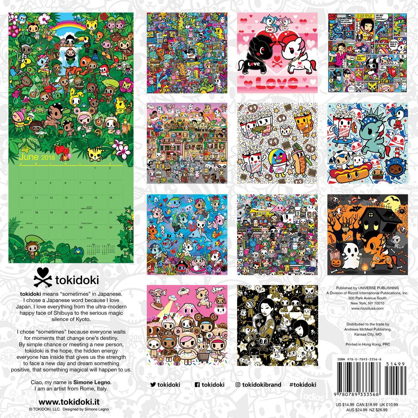 2018 tokidoki Wall Calendar
