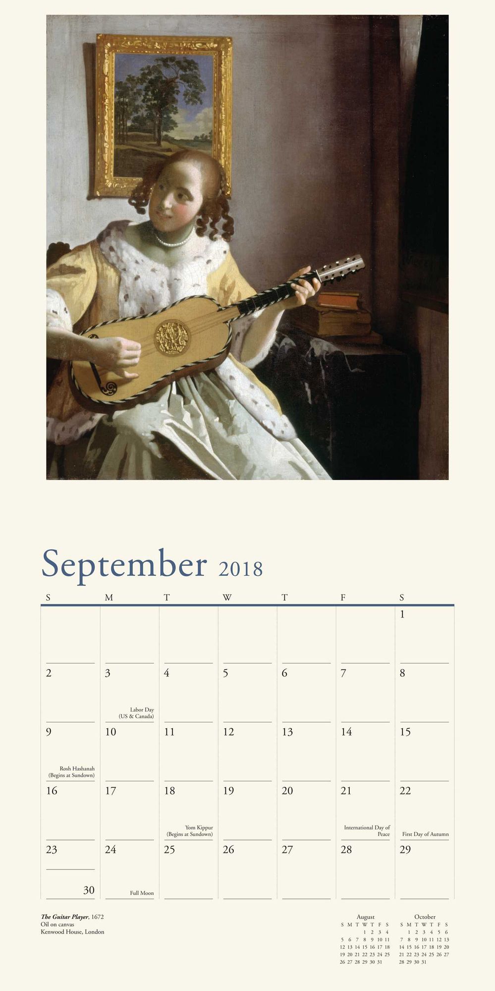 2018 Vermeer Wall Calendar