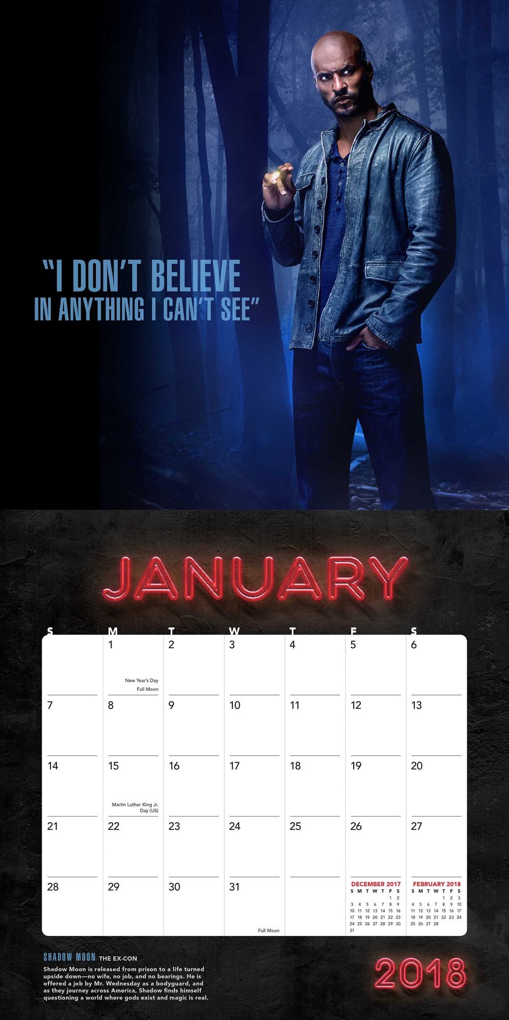 2018 American Gods Wall Calendar