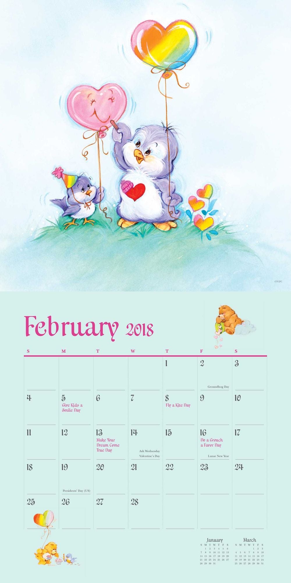 2018 Care Bears Wall Calendar