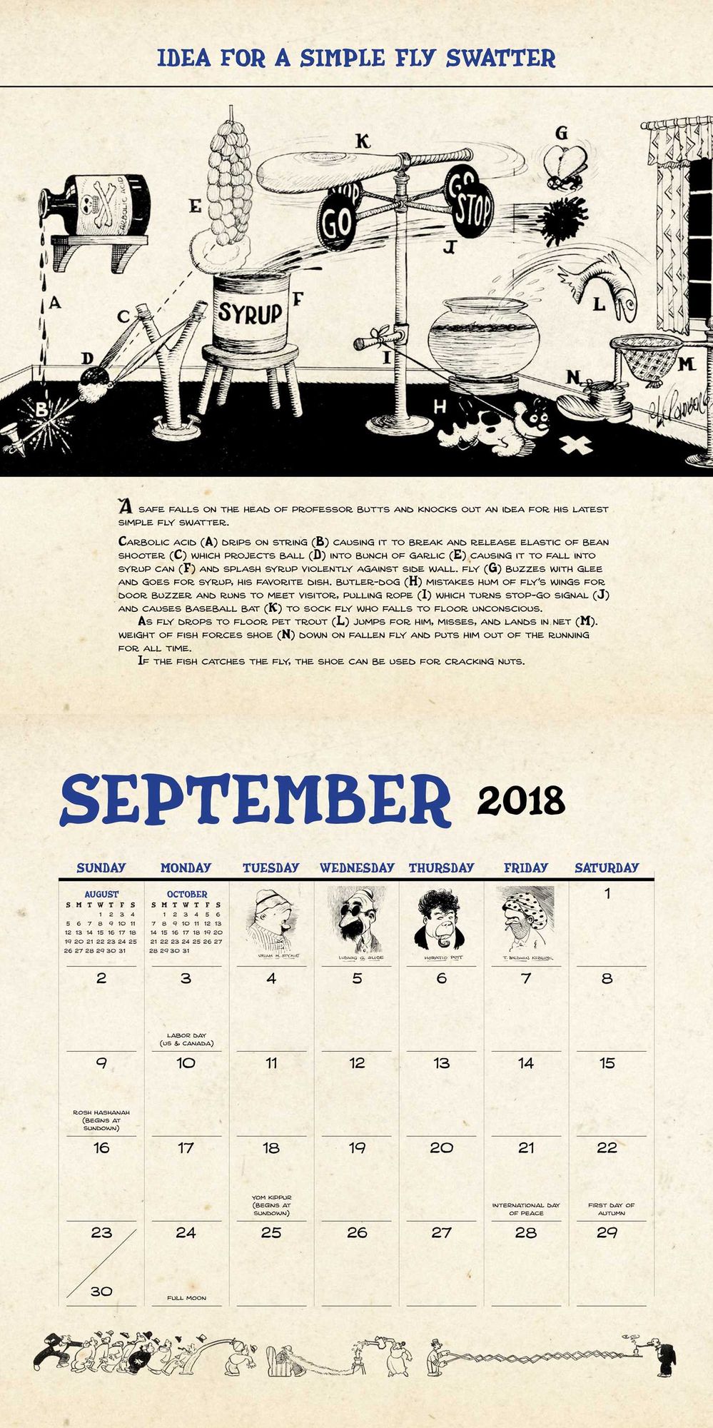 2018 Rube Goldberg Wall Calendar