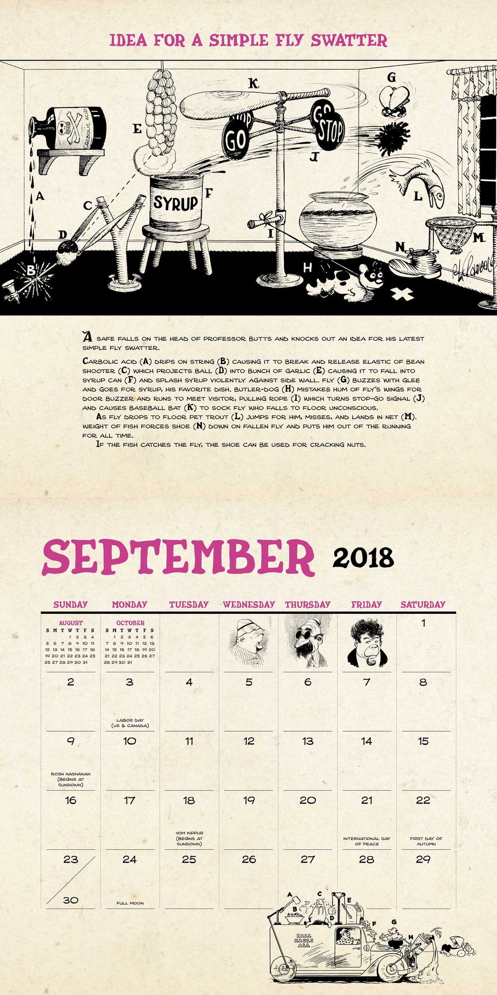 2018 Rube Goldberg Wall Calendar